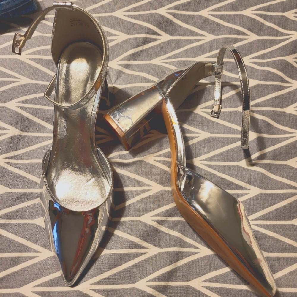 Aldo silver mirror heels